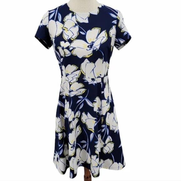 Eliza J Navy Blue & White Floral Dress  Size 10 - Picture 1 of 6